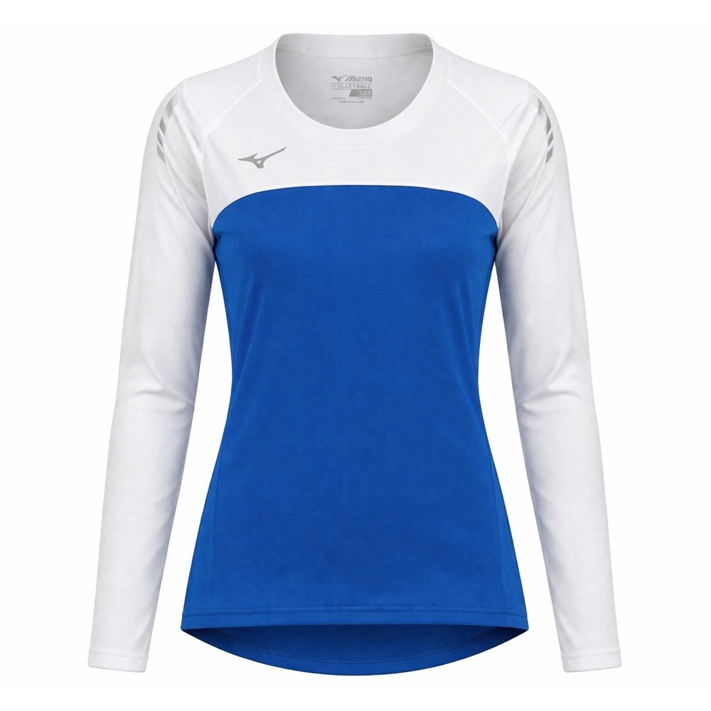 Mizuno NWT Volleyball Long Sleeve Shirt Women‎ XXS White Blue  performance gym